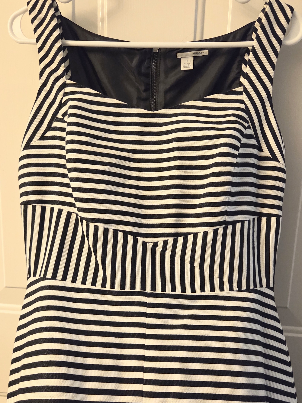 Halogen Black and White Striped Midi Dress